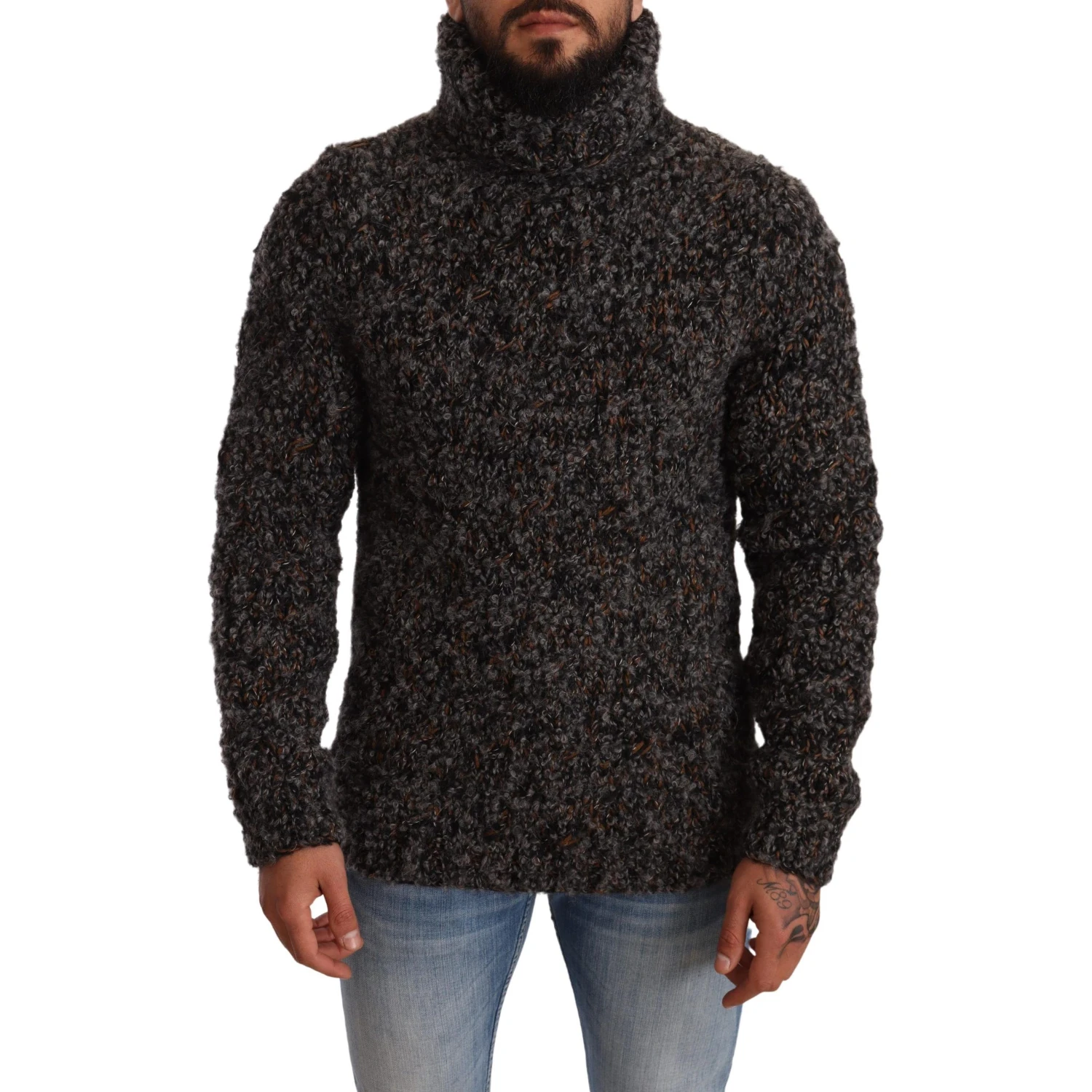 Gray Wool Blend Turtleneck Pullover Sweater