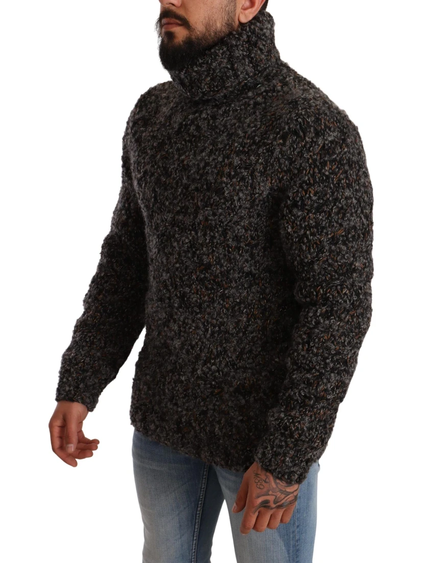 Gray Wool Blend Turtleneck Pullover Sweater