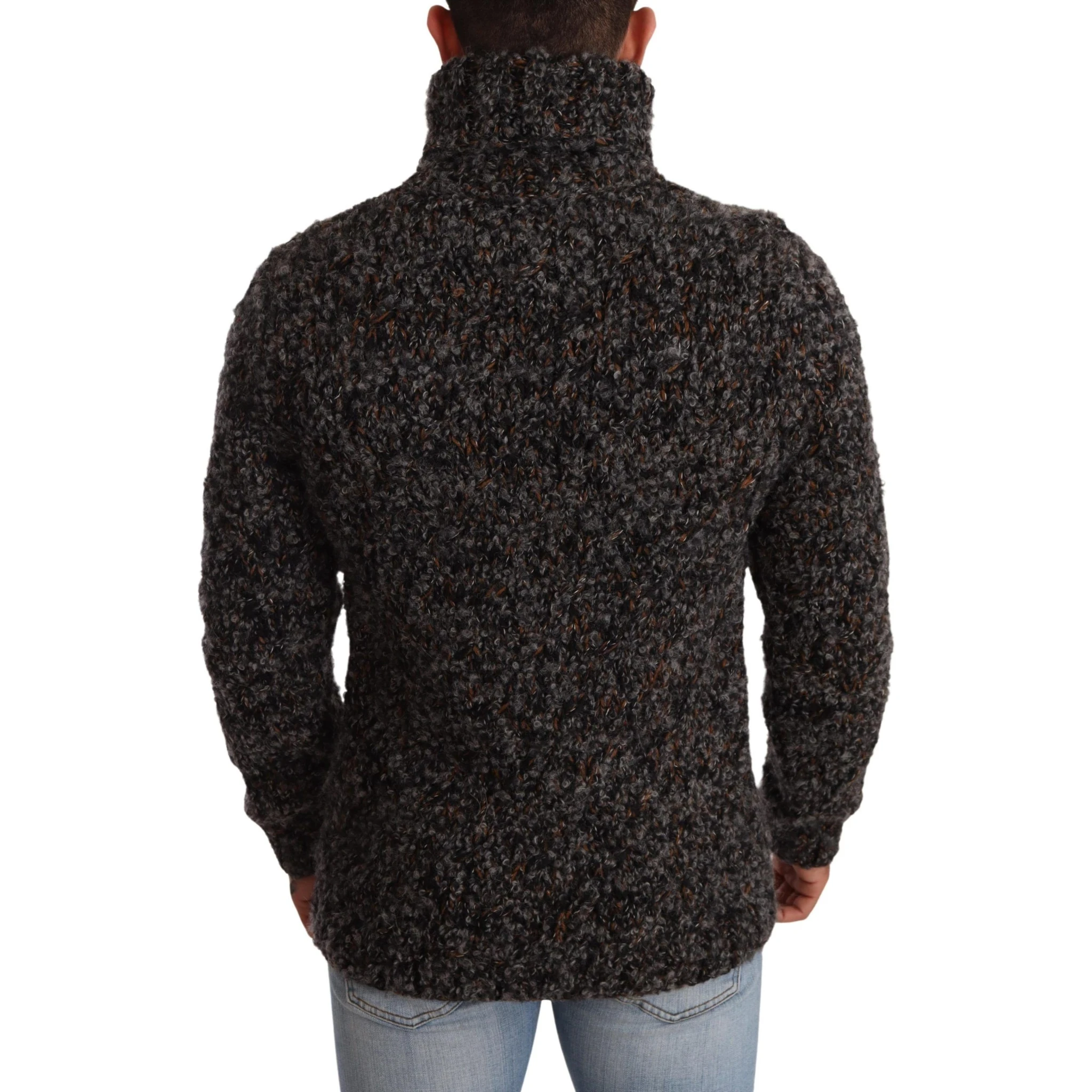 Gray Wool Blend Turtleneck Pullover Sweater