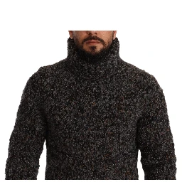 Gray Wool Blend Turtleneck Pullover Sweater