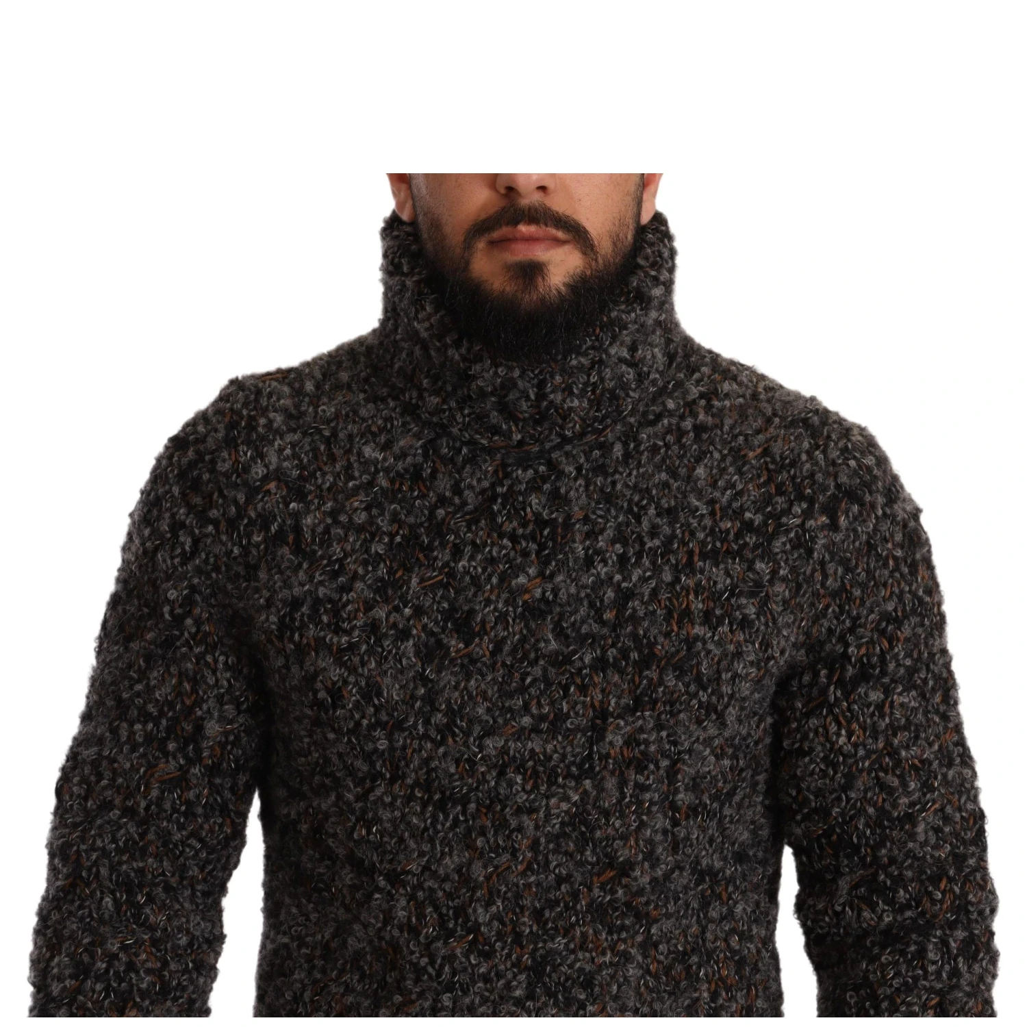 Gray Wool Blend Turtleneck Pullover Sweater
