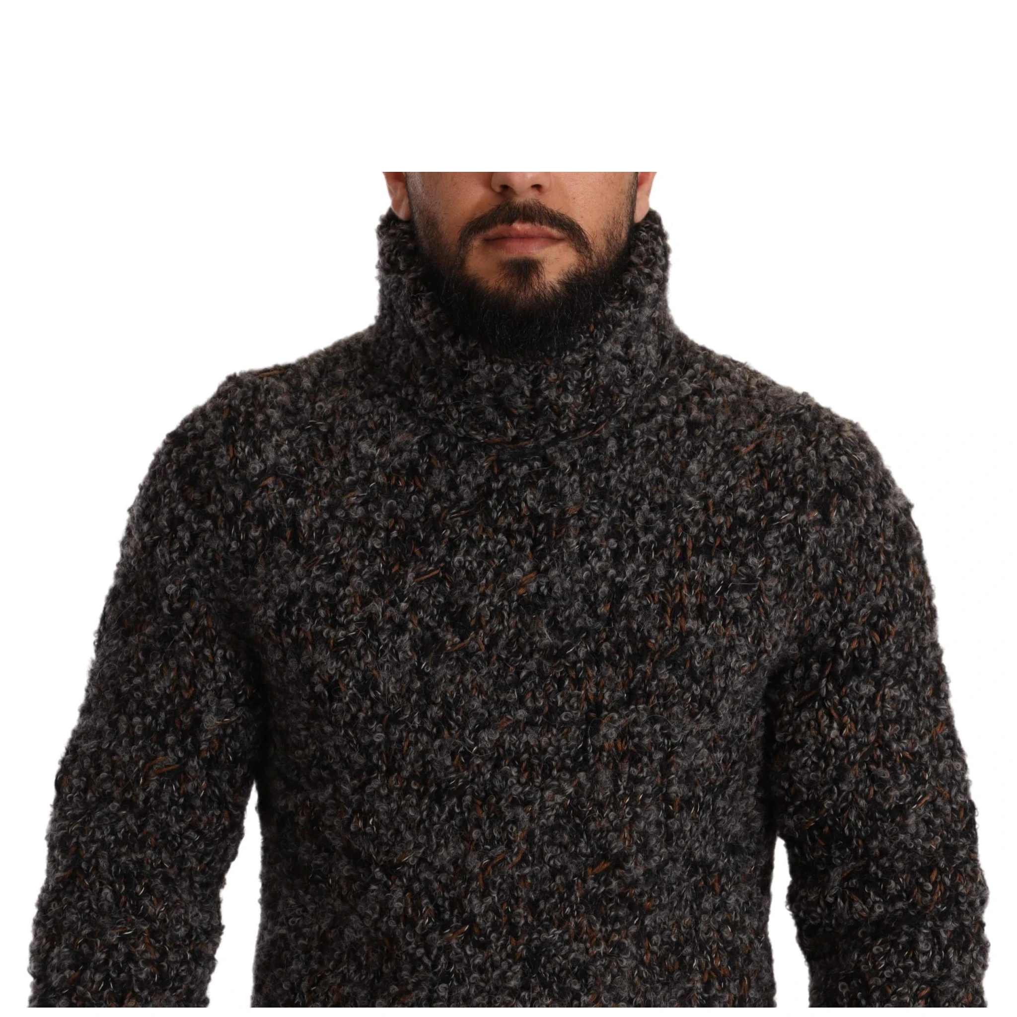 Gray Wool Blend Turtleneck Pullover Sweater