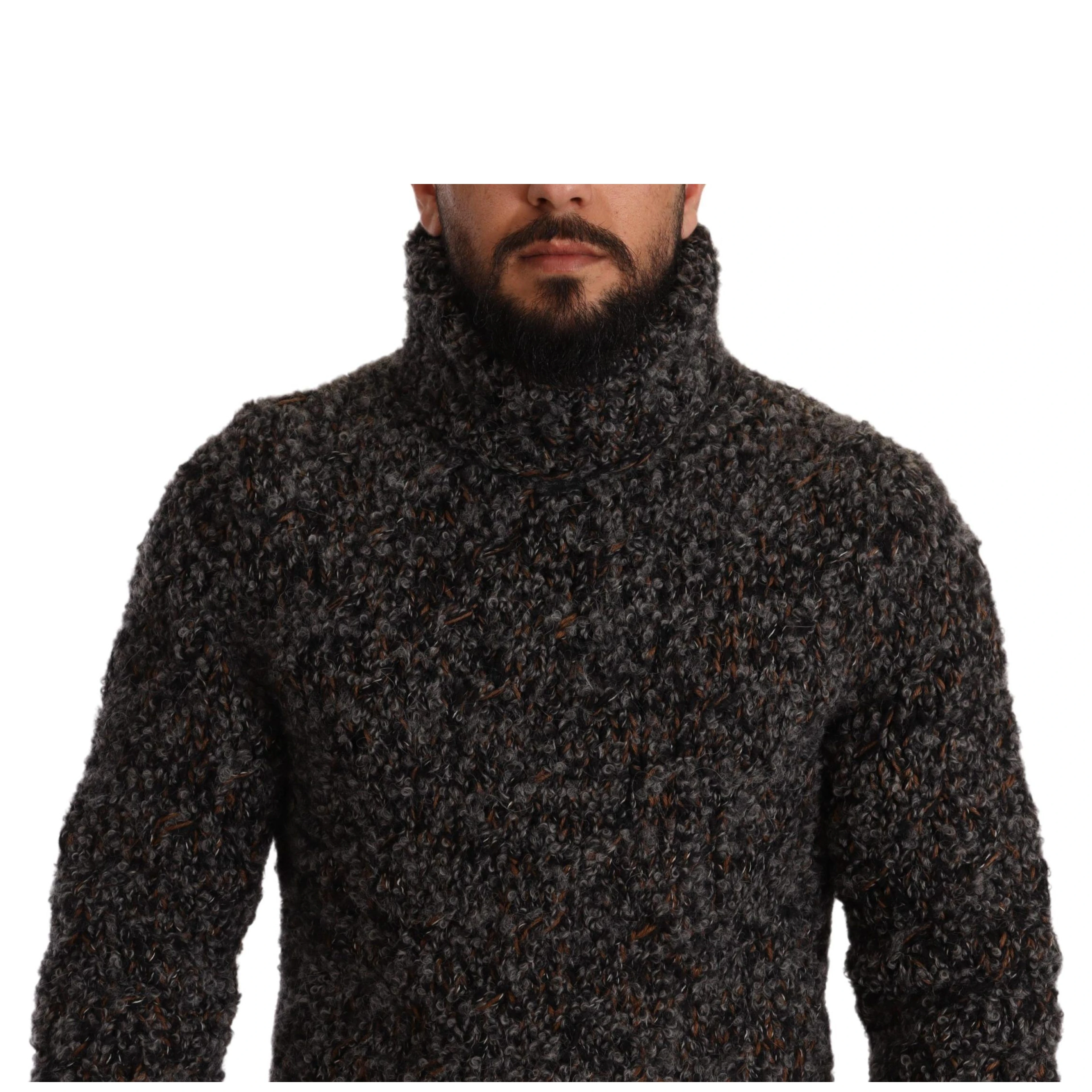 Gray Wool Blend Turtleneck Pullover Sweater