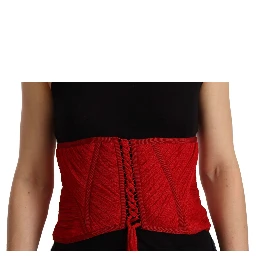 Red Corset Belt Stretch Waist Strap Silk Top