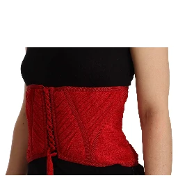 Red Corset Belt Stretch Waist Strap Silk Top