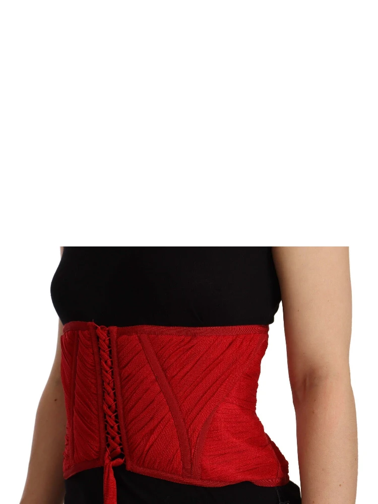 Red Corset Belt Stretch Waist Strap Silk Top alternative