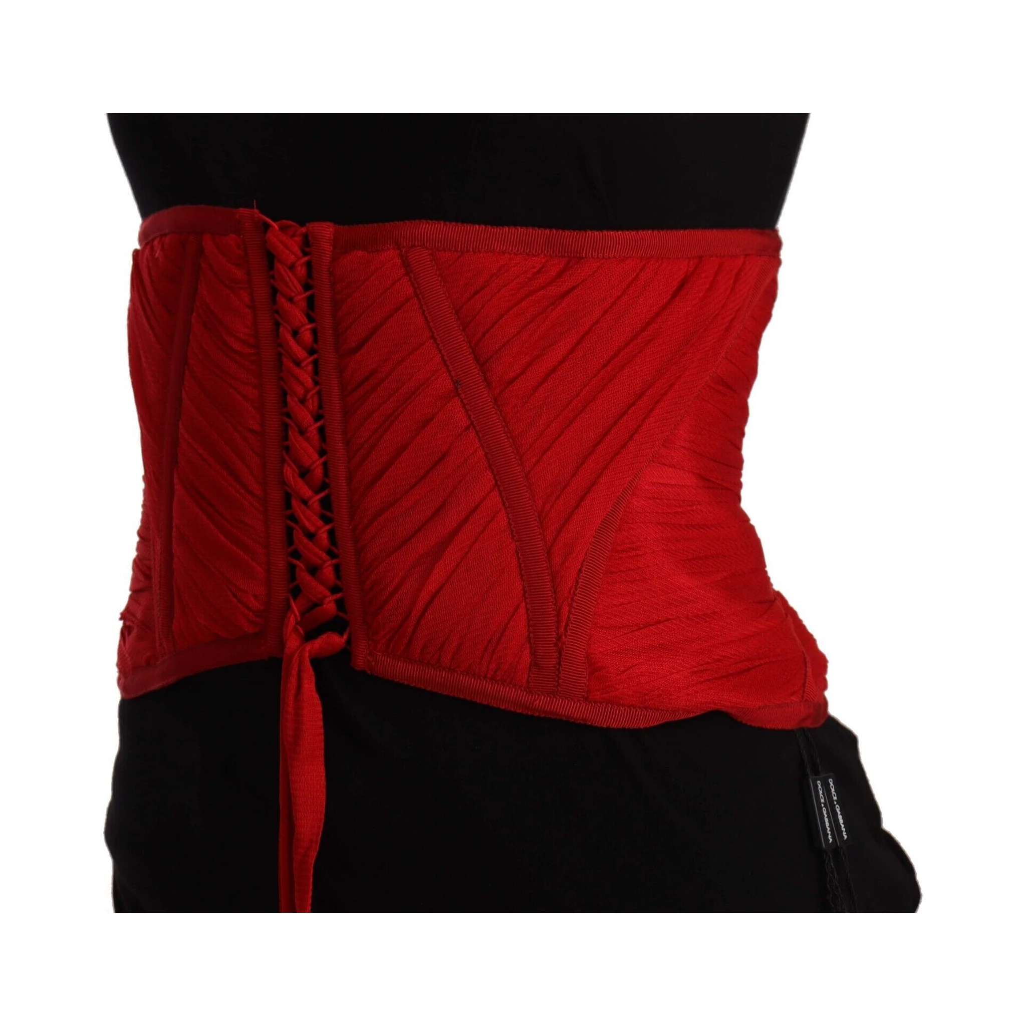 Red Corset Belt Stretch Waist Strap Silk Top