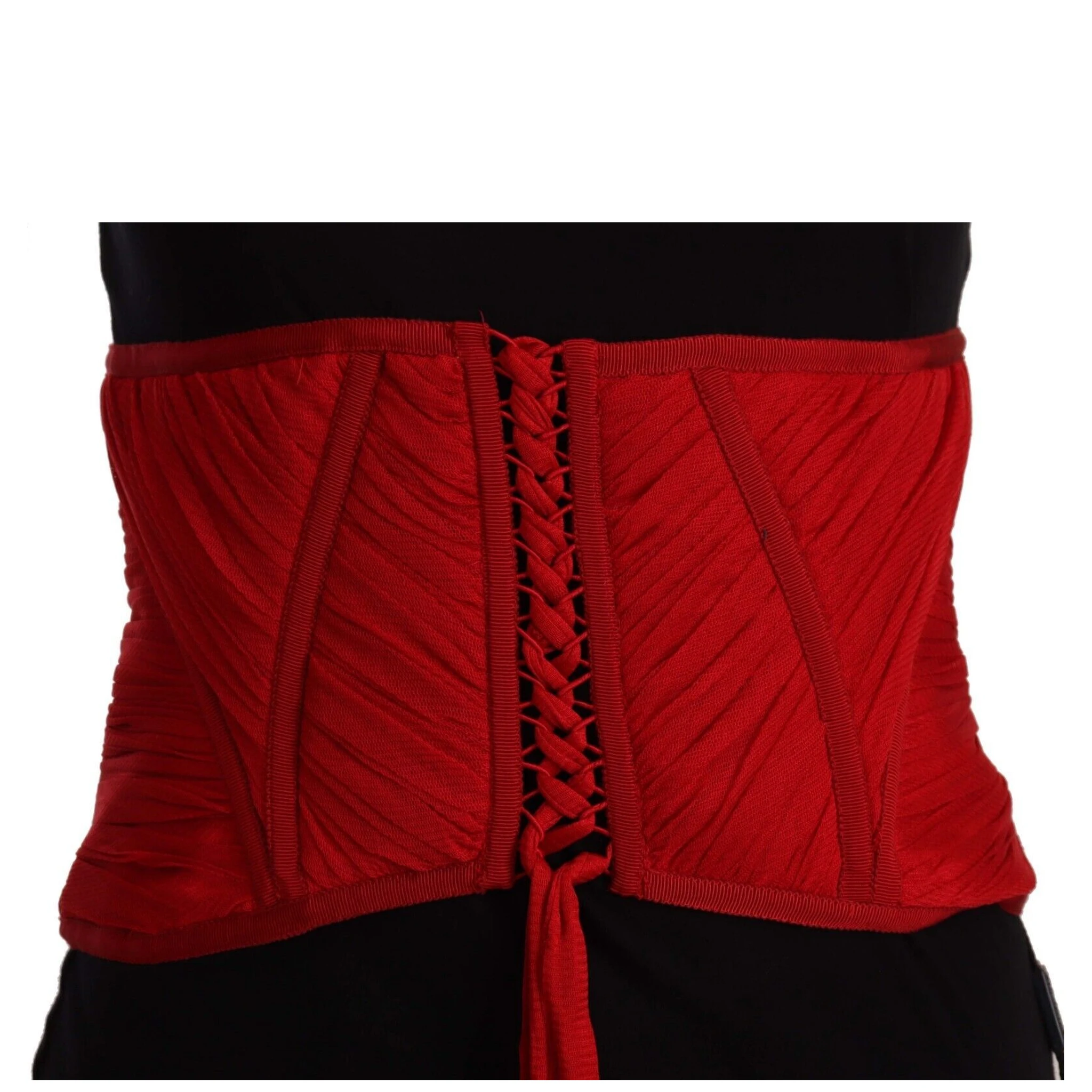 Red Corset Belt Stretch Waist Strap Silk Top