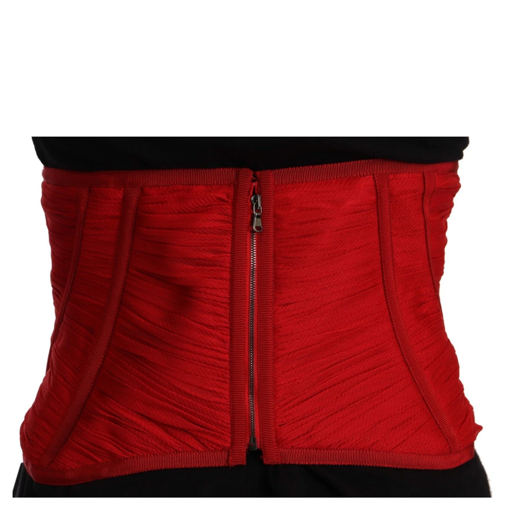 Red Corset Belt Stretch Waist Strap Silk Top
