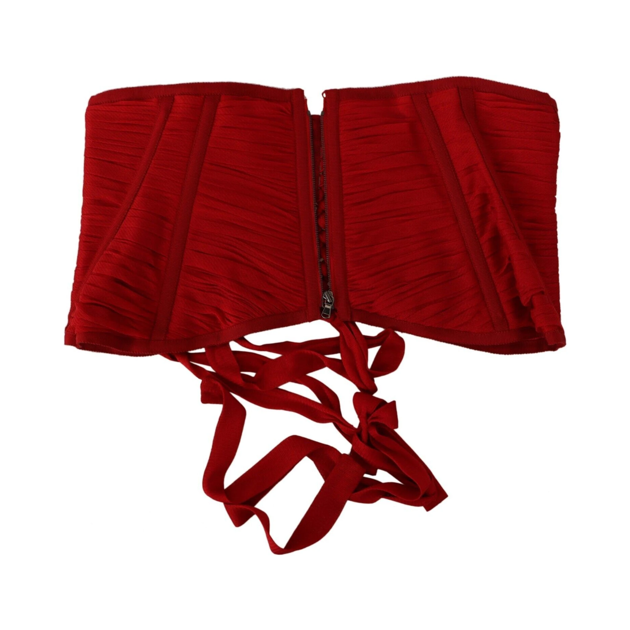 Red Corset Belt Stretch Waist Strap Silk Top
