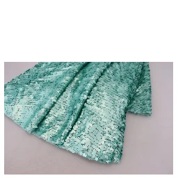 Blue Sequined Pleated Aline Midi Nylon Dress