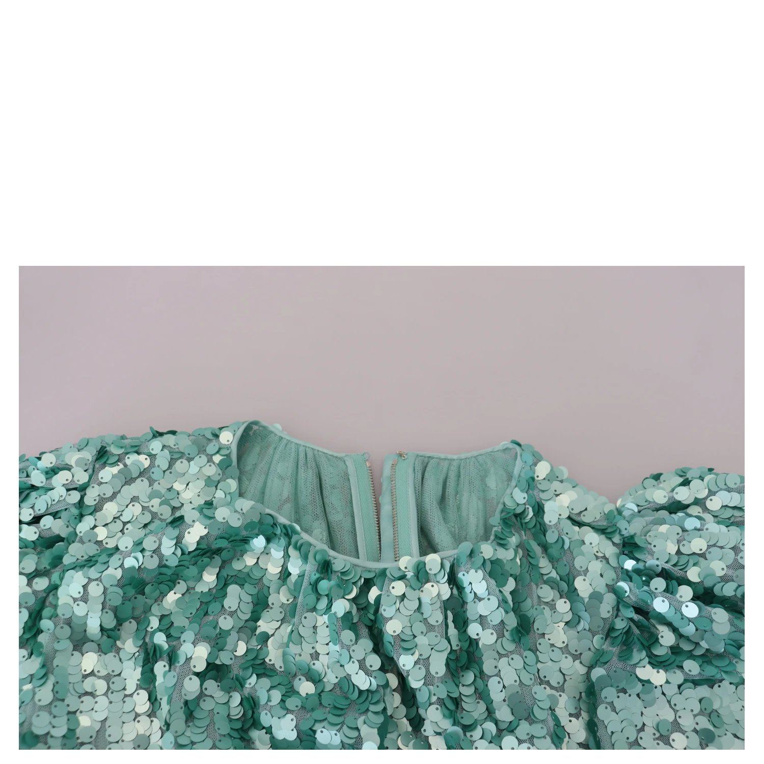 Blue Sequined Pleated Aline Midi Nylon Dress