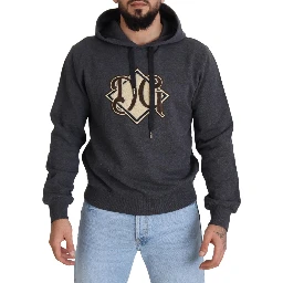 Gray Logo Cotton Hooded Sweatshirt Sweater