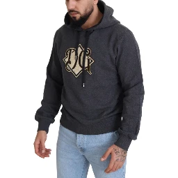 Gray Logo Cotton Hooded Sweatshirt Sweater