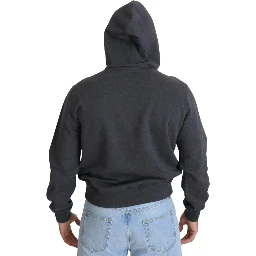 Gray Logo Cotton Hooded Sweatshirt Sweater