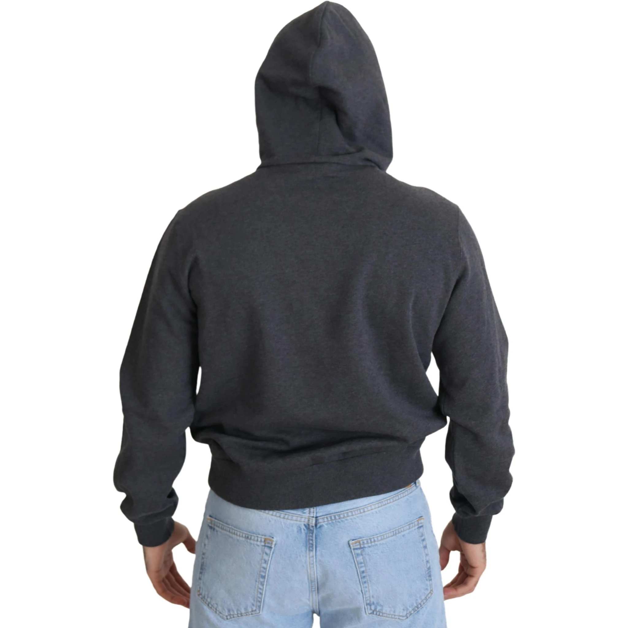 Gray Logo Cotton Hooded Sweatshirt Sweater