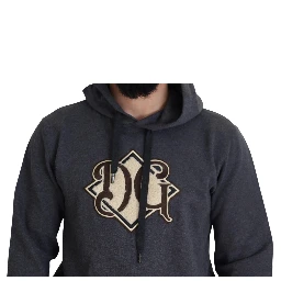 Gray Logo Cotton Hooded Sweatshirt Sweater