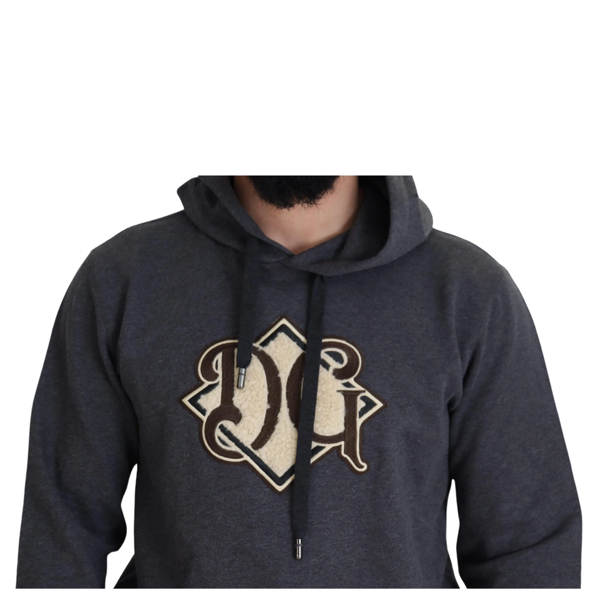 Gray Logo Cotton Hooded Sweatshirt Sweater