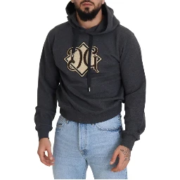 Gray Logo Cotton Hooded Sweatshirt Sweater