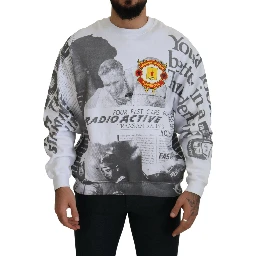 White Cotton Crewneck Pullover Sweatshirt Sweater