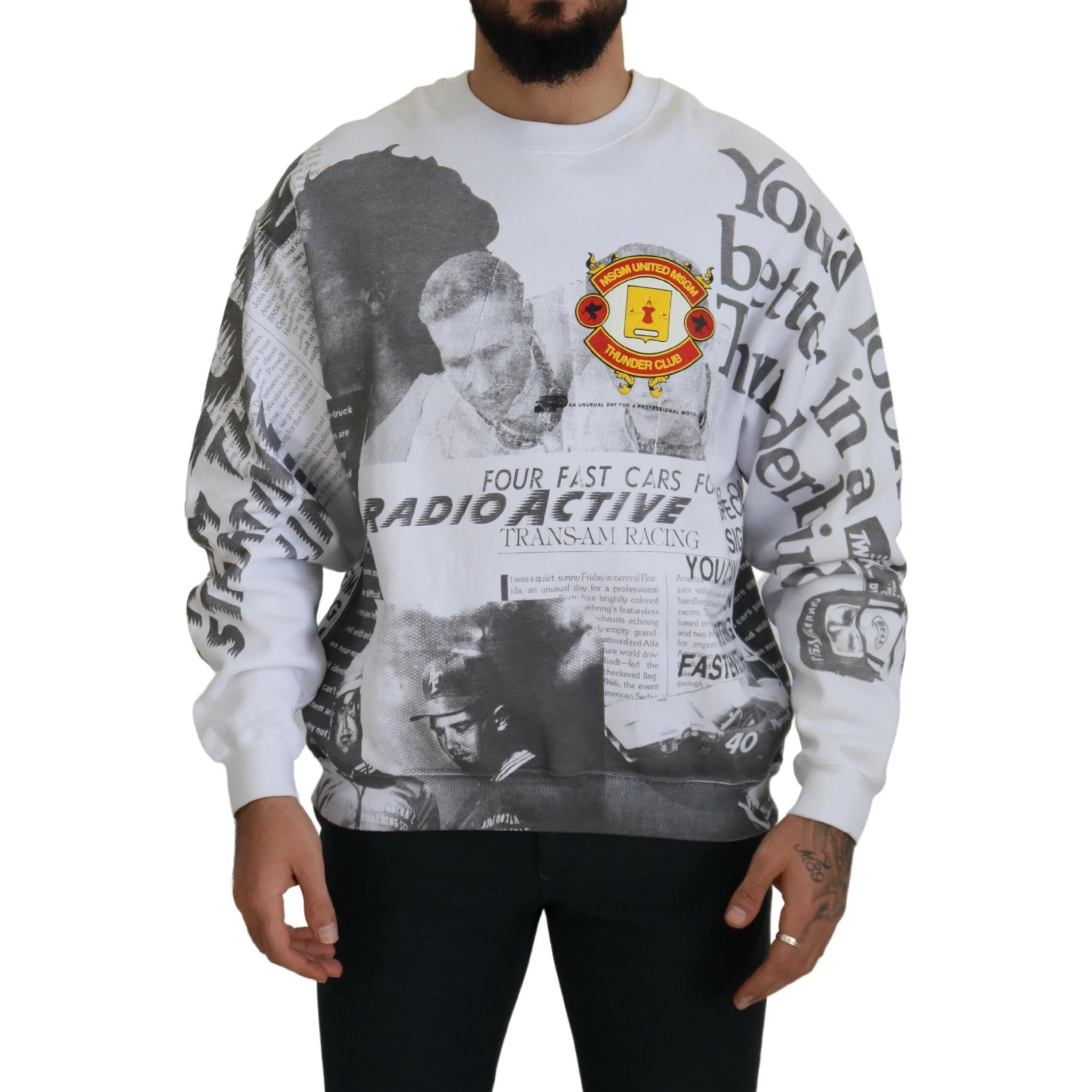 White Cotton Crewneck Pullover Sweatshirt Sweater