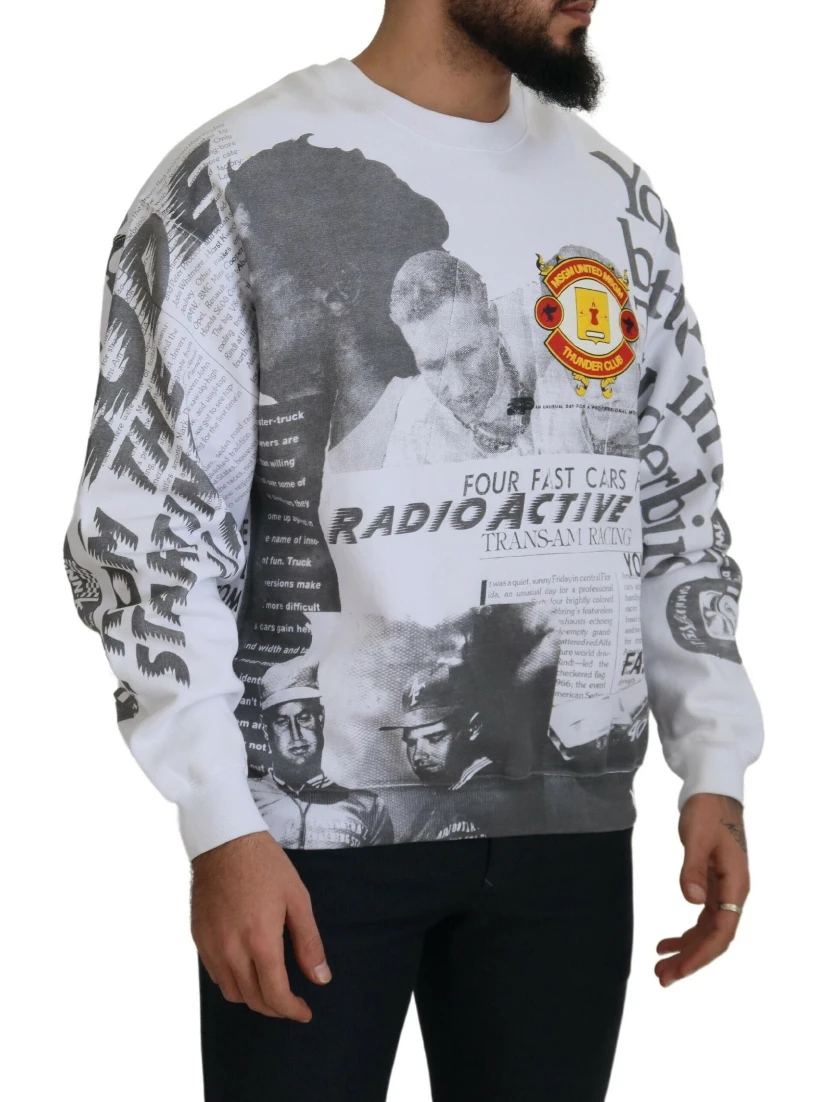 White Cotton Crewneck Pullover Sweatshirt Sweater