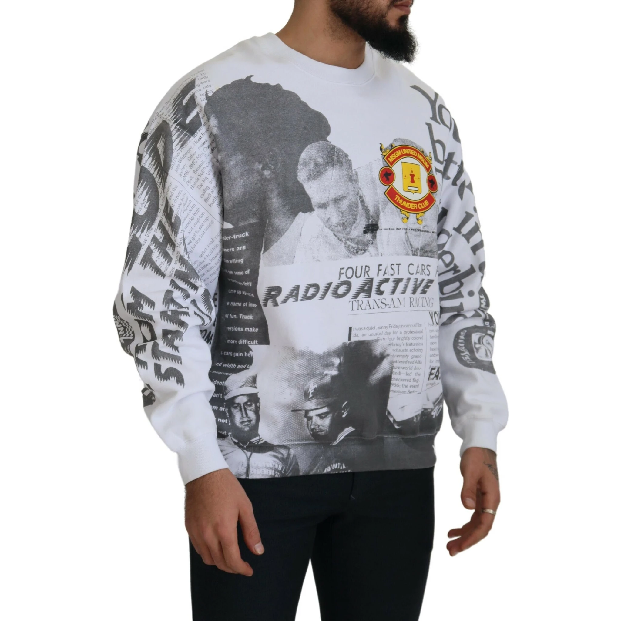 White Cotton Crewneck Pullover Sweatshirt Sweater