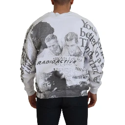 White Cotton Crewneck Pullover Sweatshirt Sweater