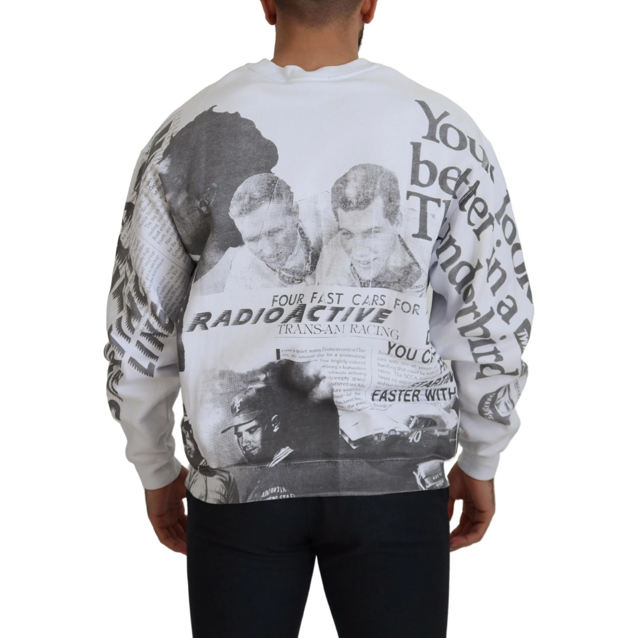 White Cotton Crewneck Pullover Sweatshirt Sweater