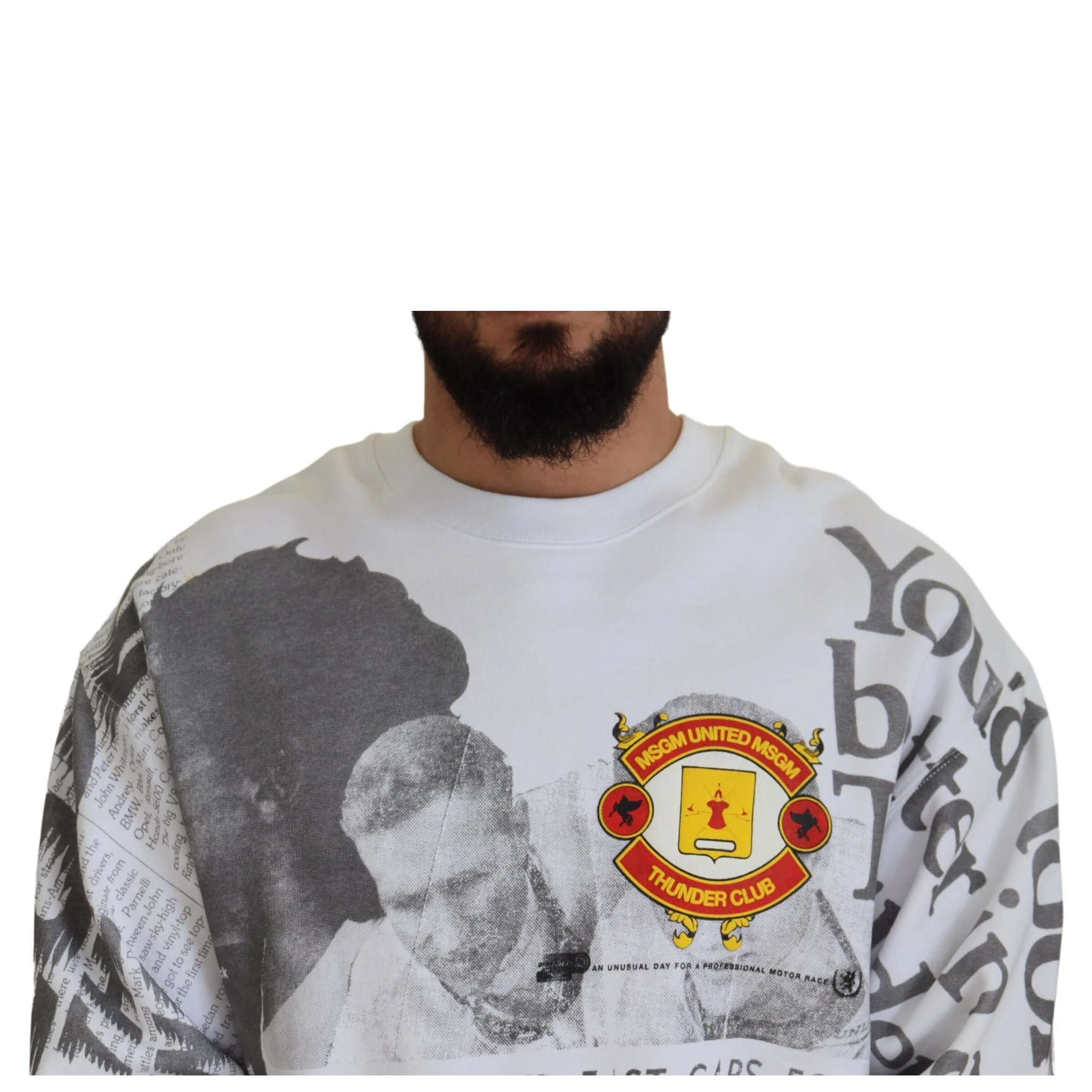 White Cotton Crewneck Pullover Sweatshirt Sweater