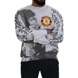 White Cotton Crewneck Pullover Sweatshirt Sweater