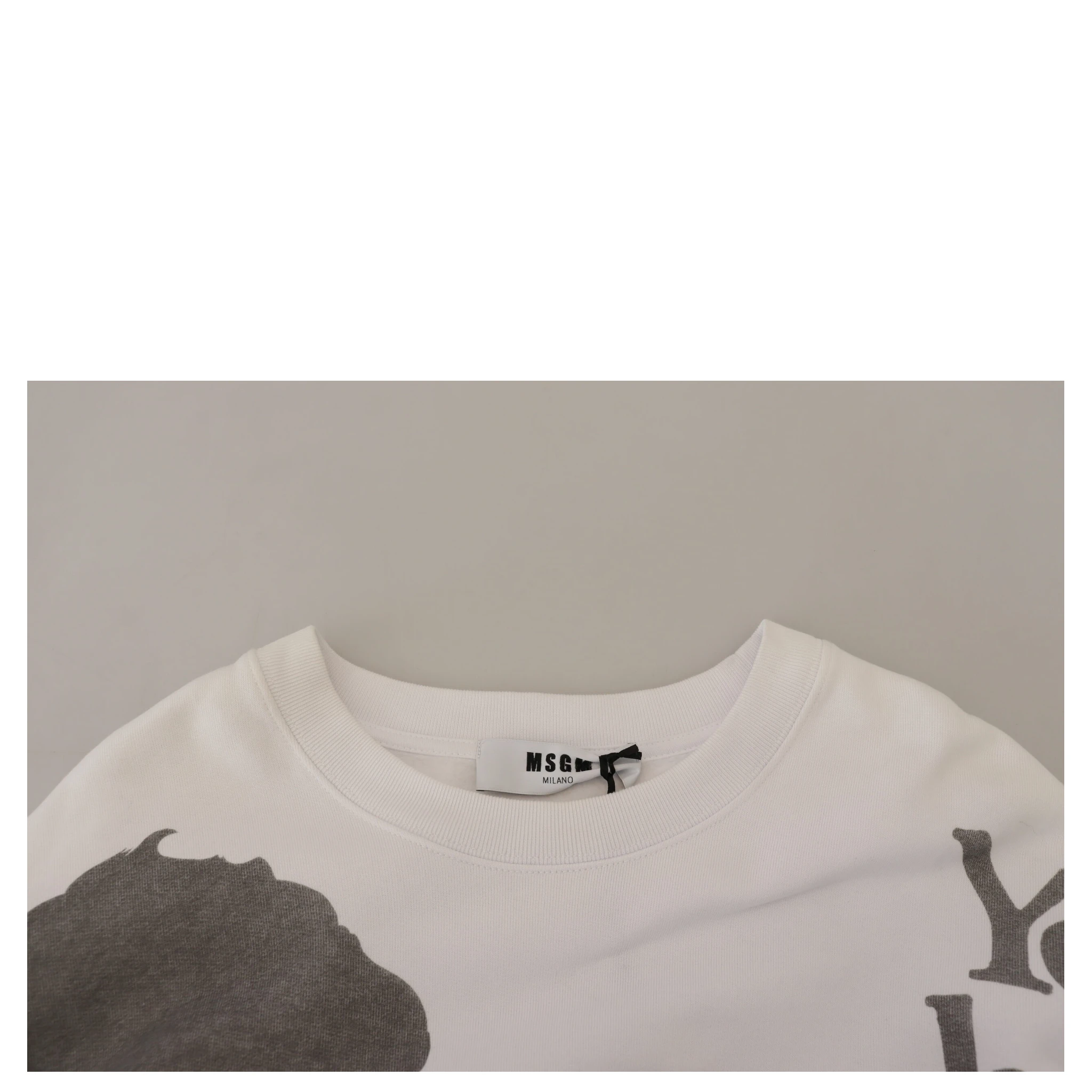 White Cotton Crewneck Pullover Sweatshirt Sweater