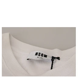 White Cotton Crewneck Pullover Sweatshirt Sweater