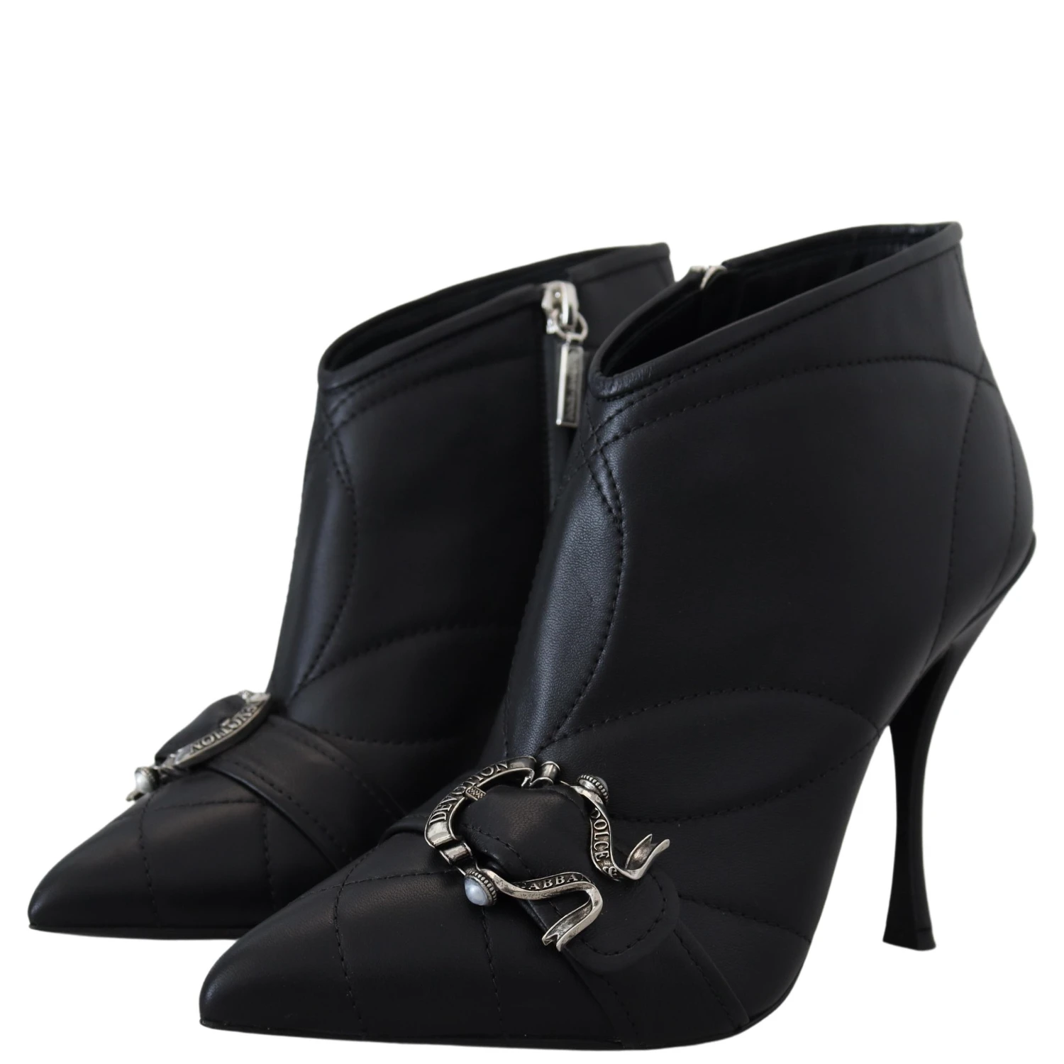 Black Devotion Quilted Buckled Ankle Boots Shoes