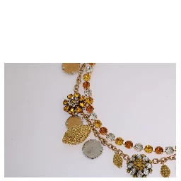 Gold Brass Crystal Logo Pineapple Statement Necklace