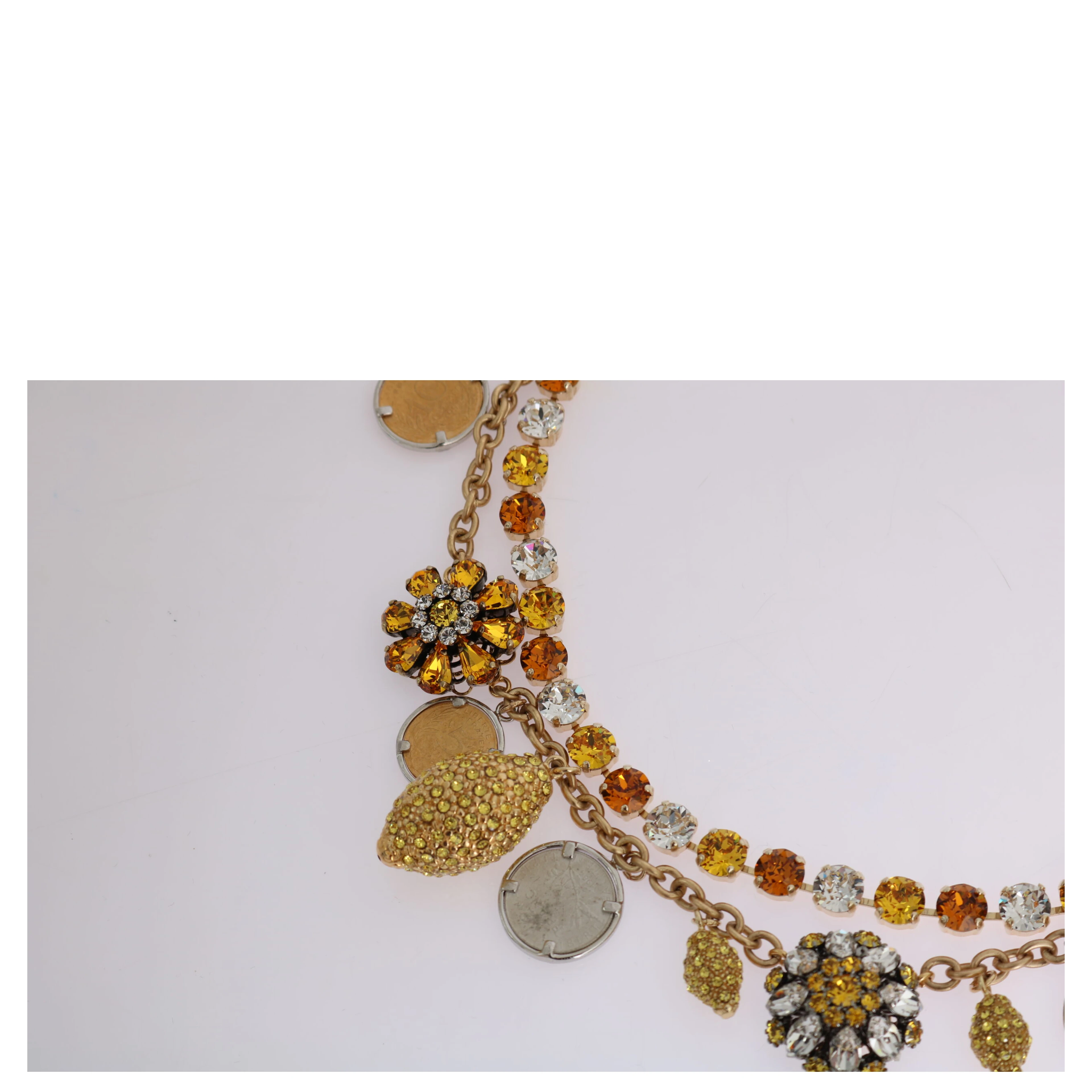 Gold Brass Crystal Logo Pineapple Statement Necklace