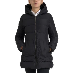 Black Polyester Hooded Reversible Jacket