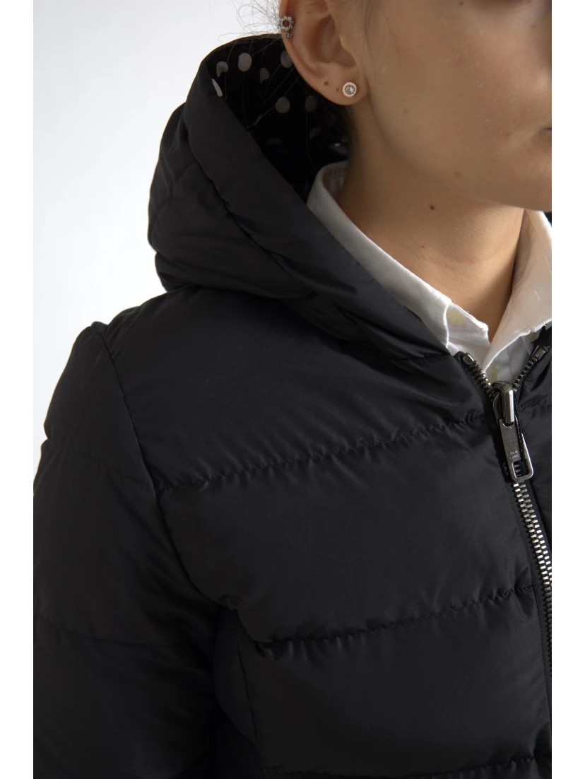 Black Polyester Hooded Reversible Jacket