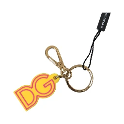 Yellow Rubber DG Logo Gold Brass Metal Keyring Keychain
