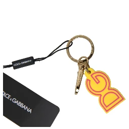 Yellow Rubber DG Logo Gold Brass Metal Keyring Keychain