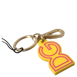 Yellow Rubber DG Logo Gold Brass Metal Keyring Keychain