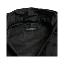Black Polyester Logo Plaque Hooded Jacket