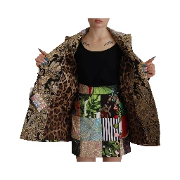 Multicolor Double-Breasted Patchwork Jacquard Blazer Jacket