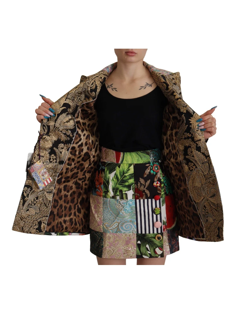 Multicolor Double-Breasted Patchwork Jacquard Blazer Jacket alternative