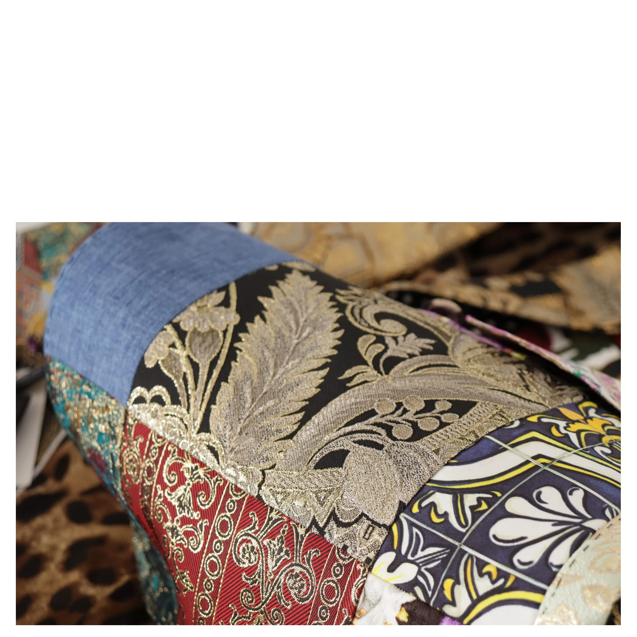 Multicolor Double-Breasted Patchwork Jacquard Blazer Jacket
