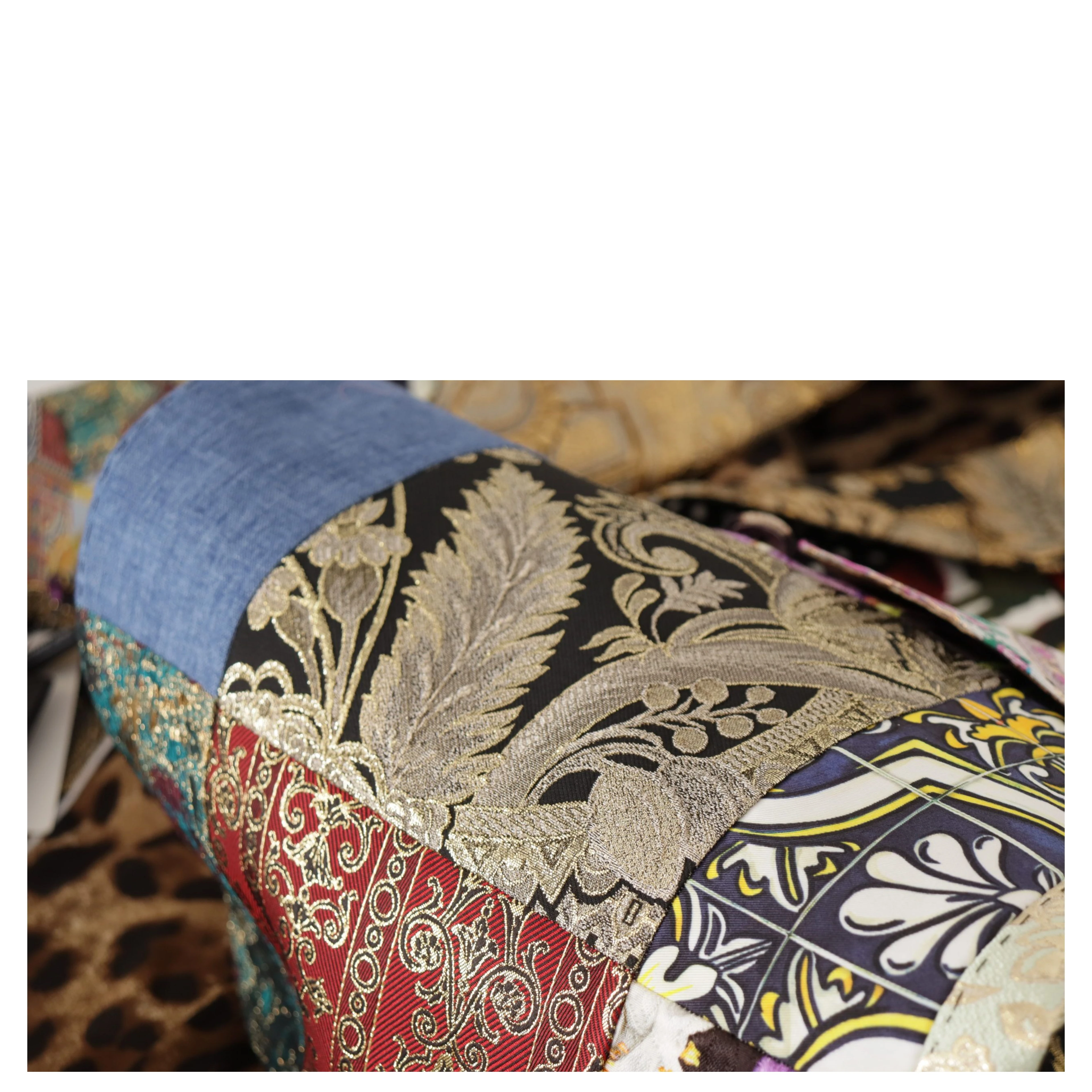 Multicolor Double-Breasted Patchwork Jacquard Blazer Jacket