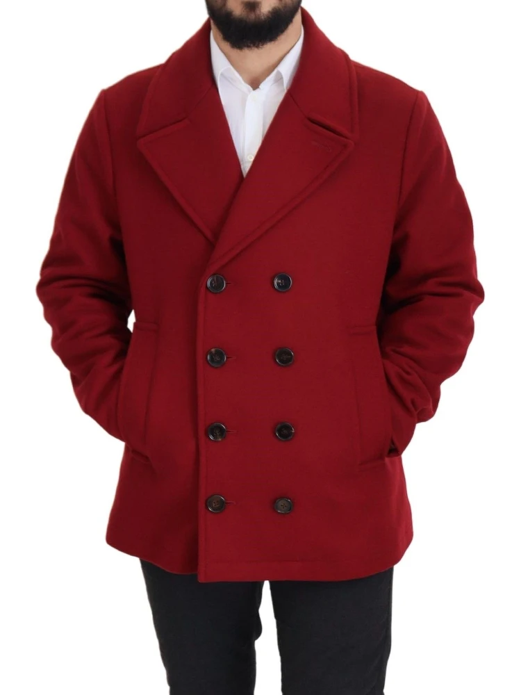Red Wool Double Breasted Coat Jacket alternative