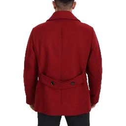 Red Wool Double Breasted Coat Jacket