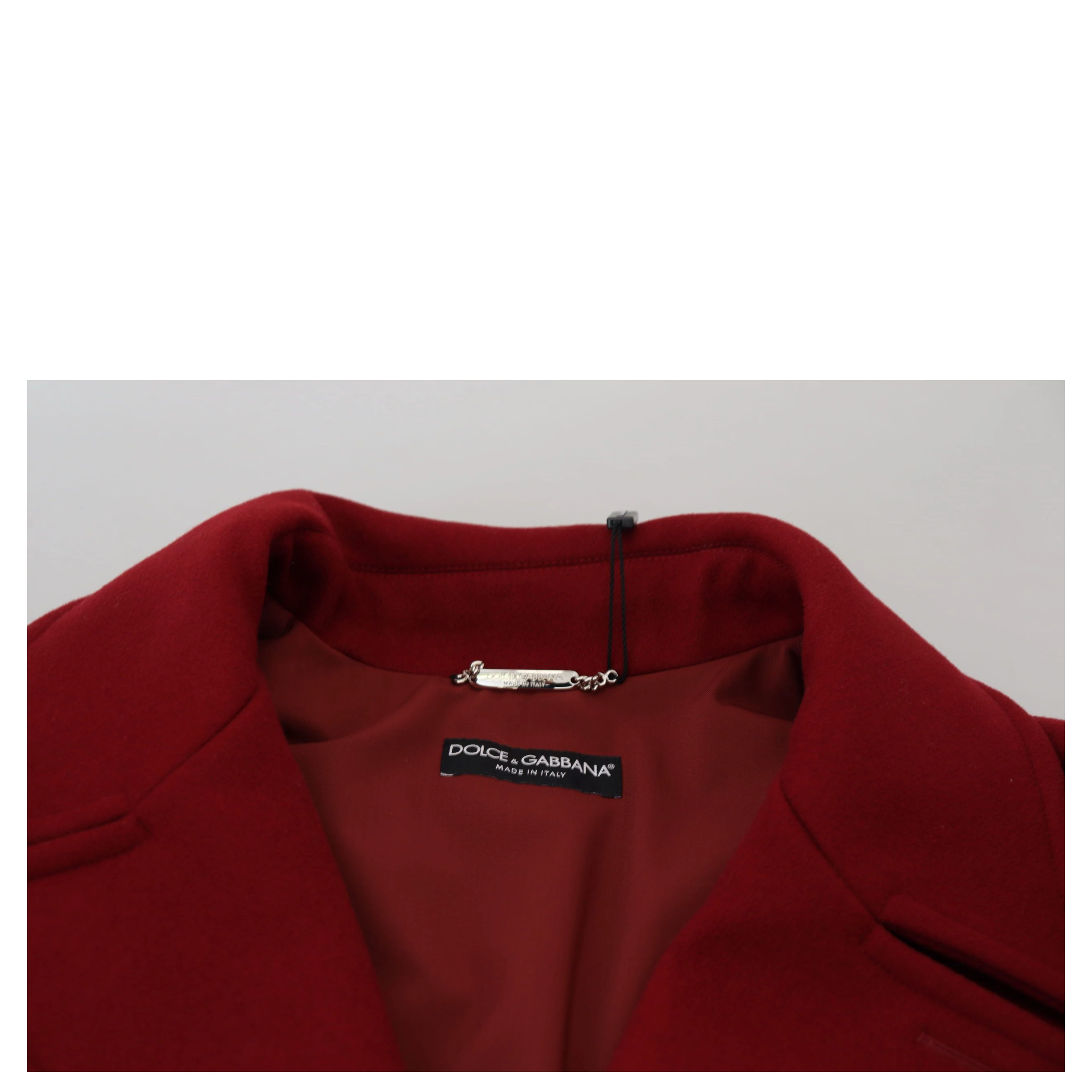 Red Wool Double Breasted Coat Jacket