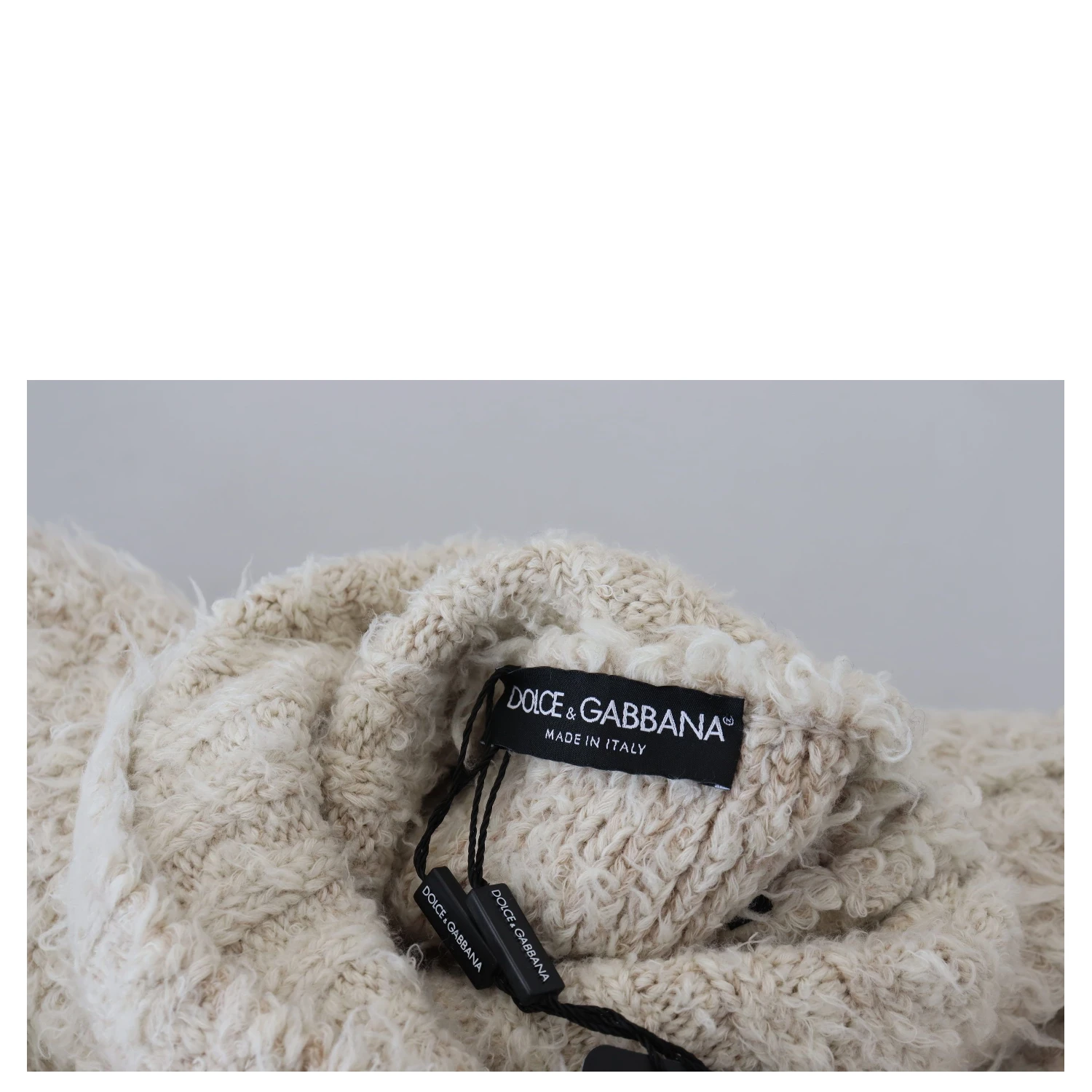 Cream Wool Knit Turtleneck Pullover Sweater